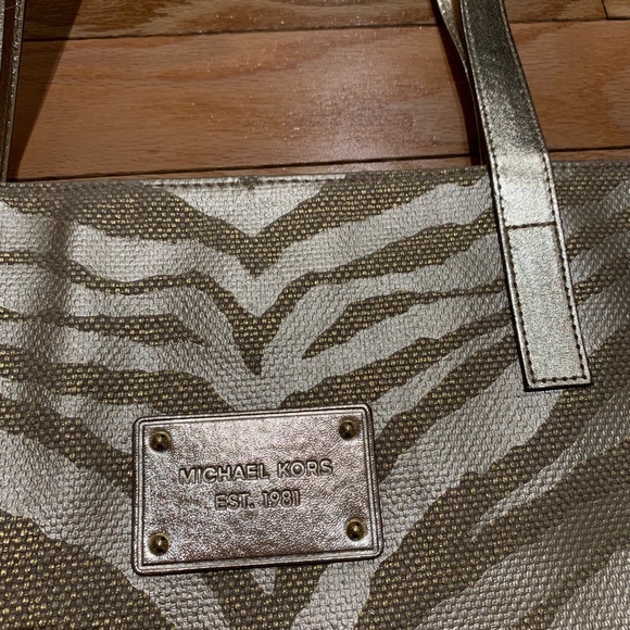 Michael Kors Gold Zebra Print Tote - Picture 2 of 5